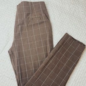 A New Day Plaid Pants, Light Brown/Tan with White Stitching, Size 4